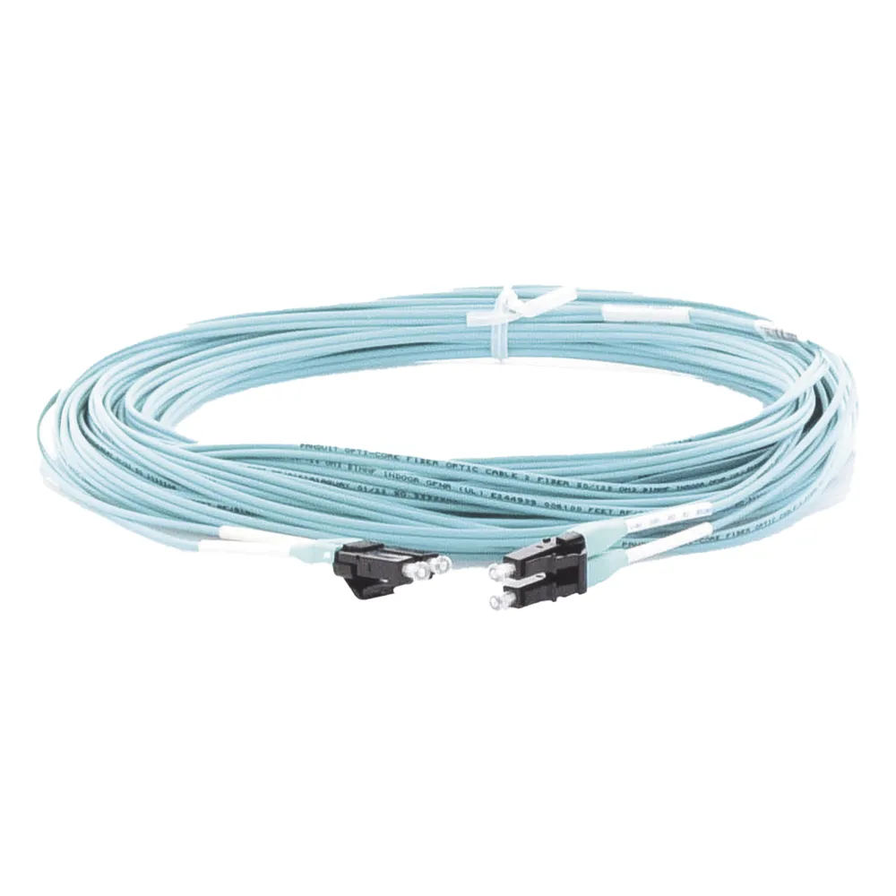 Jumper de Fibra Optica Multimodo 50/125 OM3, LC-LC Duplex, OFNR (Riser), Color Aqua, 15 Metros (49.21 Pies) – vista 4