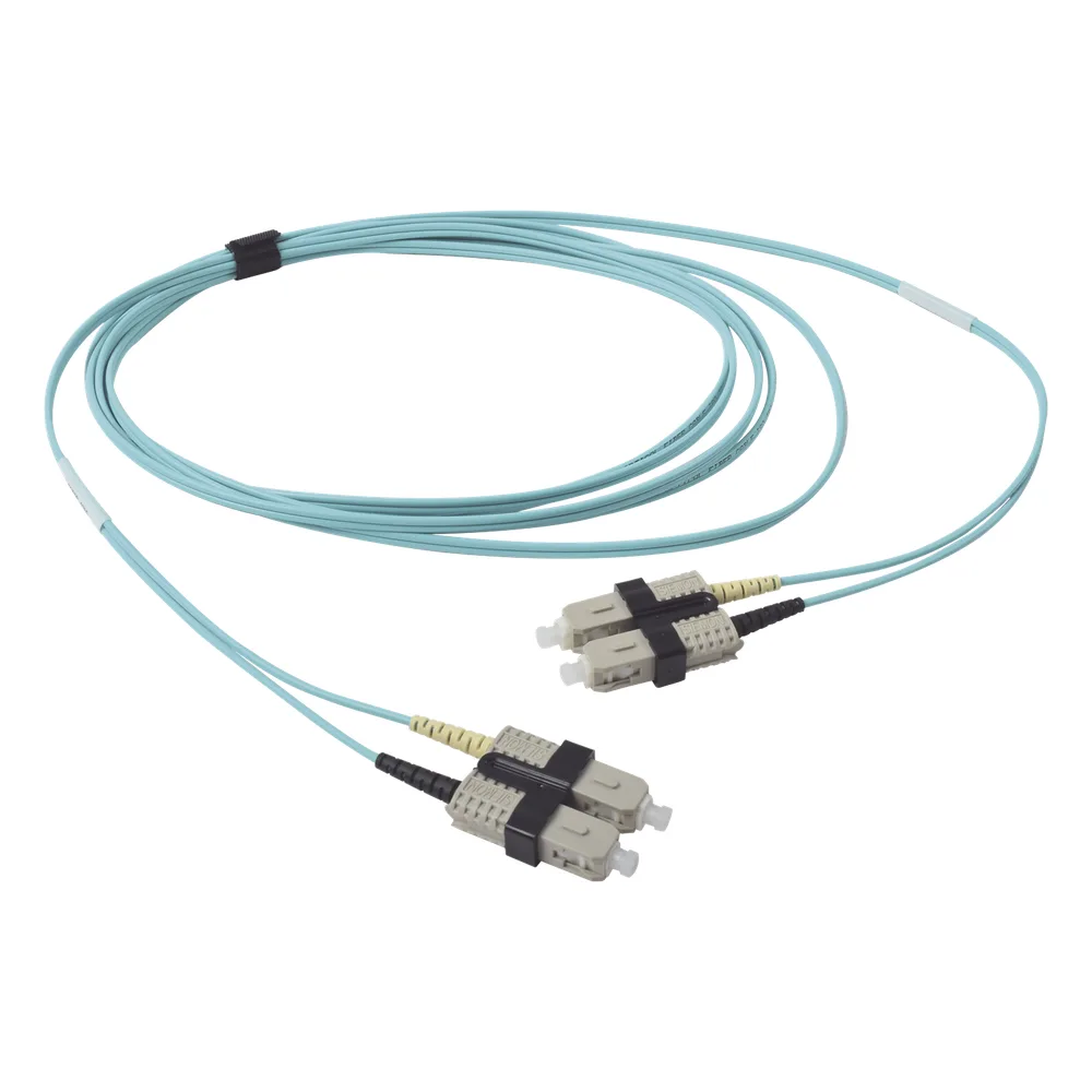 Jumper de Fibra Óptica Multimodo 50/125 OM3 XGLO, SC-SC Duplex, OFNR, Color Aqua, 3 Metros (9.84 Pies)