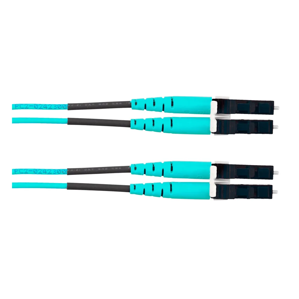 Jumper de Fibra Optica Multimodo 50/125 OM4, LC-LC Duplex, OFNR (Riser), Color Aqua, 30 Metros (98.43 Pies) – vista 2