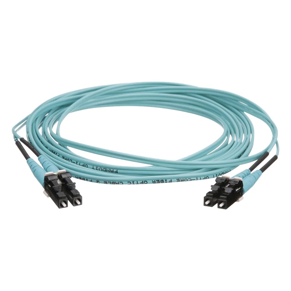 Jumper de Fibra Óptica Multimodo 50/125 OM4, LC-LC Duplex, OFNR (Riser), Color Aqua, 5 Metros (16.40 Pies)