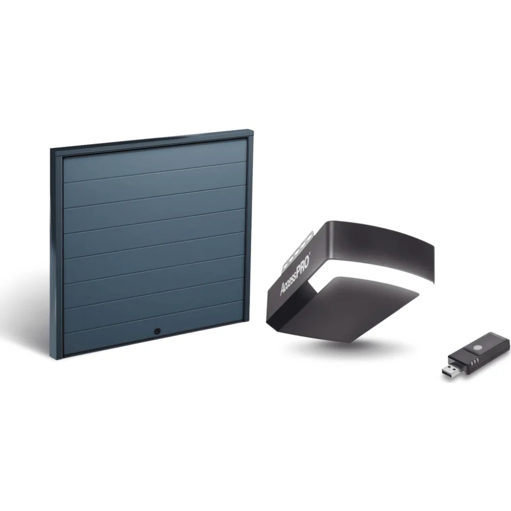 KIT COMPLETO Incluye /Puerta D/ Garage / APDOORL 9x9 Pies / Lisa Linea Central / Insulada / Interfase ACCESSWIFI / Extension ACCESSEXTRAILC /Motor FS1000M / 1/2HP / Fuerte/Silencioso/Luz LED/Motor DC .
