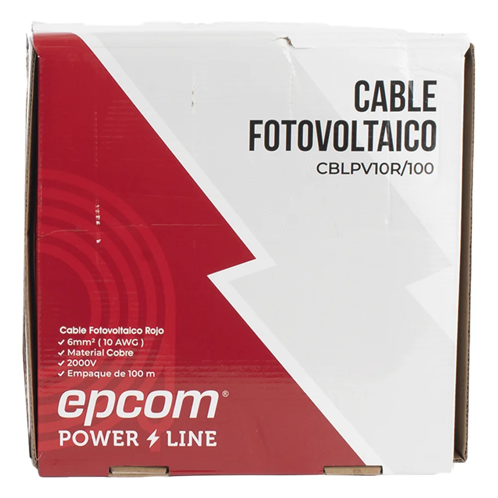 Kit de 2 rollos de 100 metros de cable fotovoltaico de cobre, rojo y negro, calibre 10 AWG (6mm²), Tipo PV,  1000/2000 V y 120°C. – vista 2