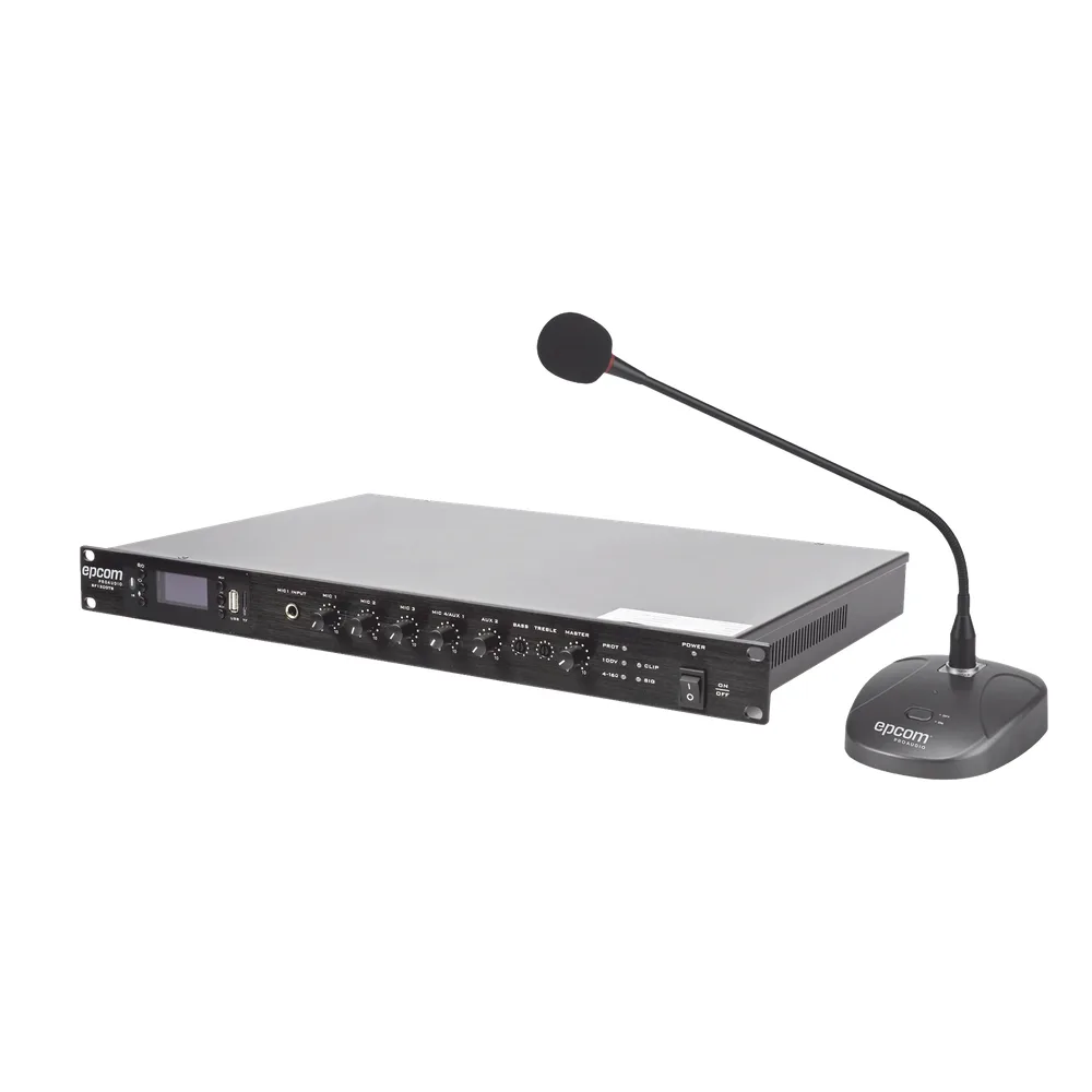 KIT de Amplificador de 120W Modelo SF120DTB | más Micrófono de Escritorio Modelo SF621A