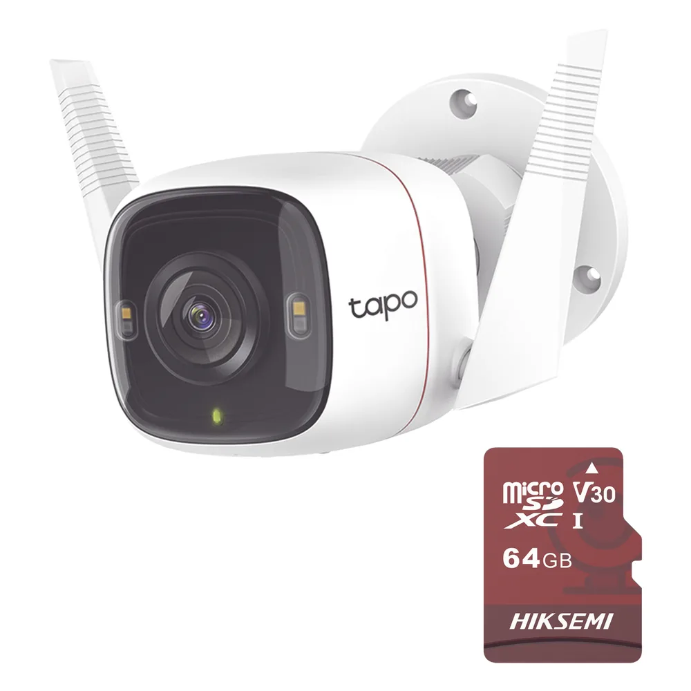 Kit de Cámara IP Wi-Fi / Incluye 1 Pieza Modelo TAPO-C320WS  /  Utiliza La App Tapo / 1 Memoria Micro SD Modelo Mod  HS-TF-E1/64G