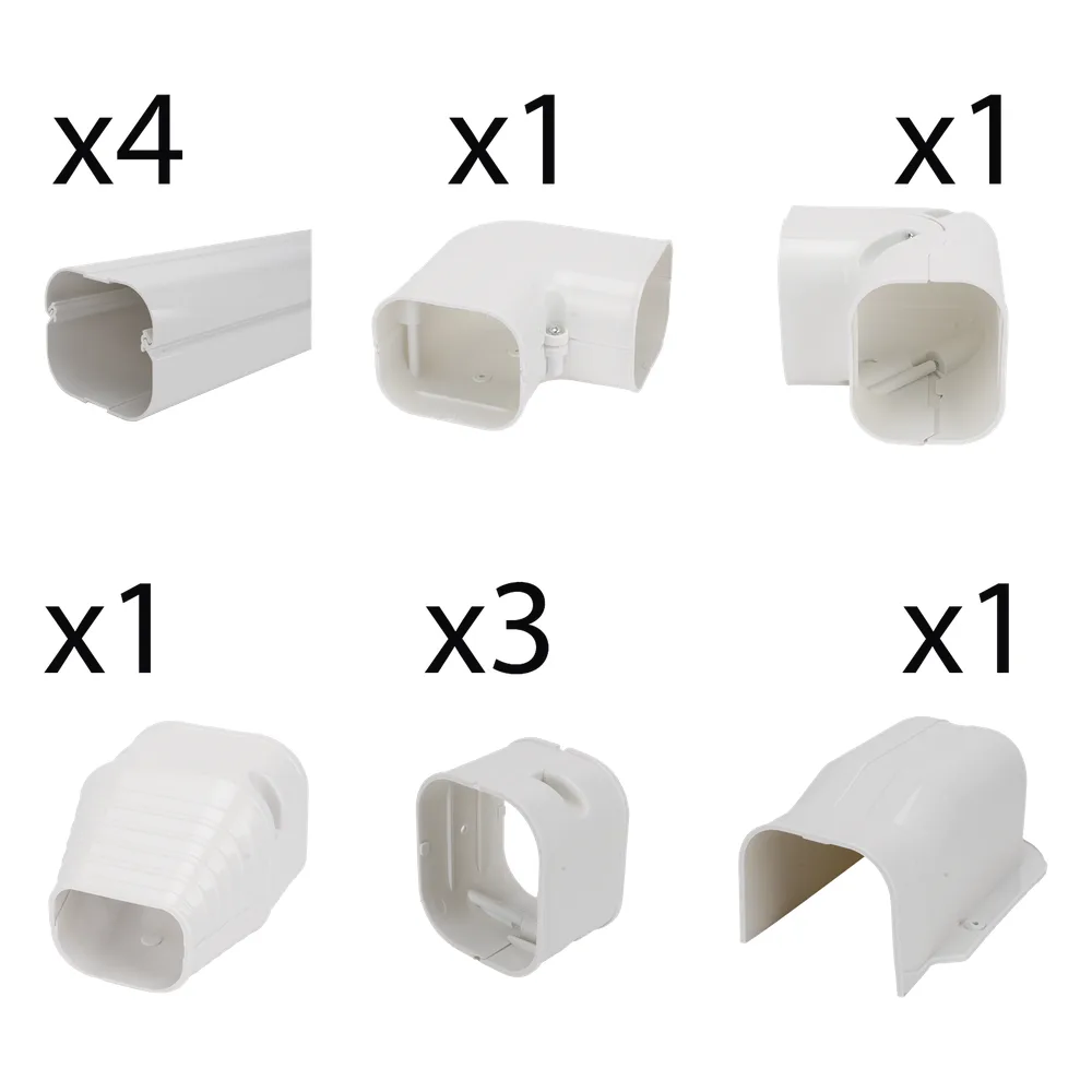 Kit de Canaletas Para la Organización de Tuberías y Cables Eléctricos en Instalaciones de Aire Acondicionado, Uso en Interiores y Exteriores, PVC Rígido, Ideal Para Minisplit, Contenido de Kit (11 Piezas), (3000-00000) – vista 3