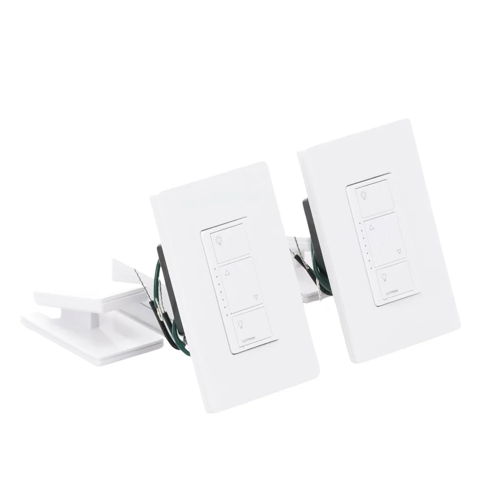 Kit de inicio de iluminación inteligente con hub Smart Bridge, 2 atenuadores de pared sin neutro, 2 controles Pico con pedestal de mesa y 2 placas, Caseta Wireless – vista 6