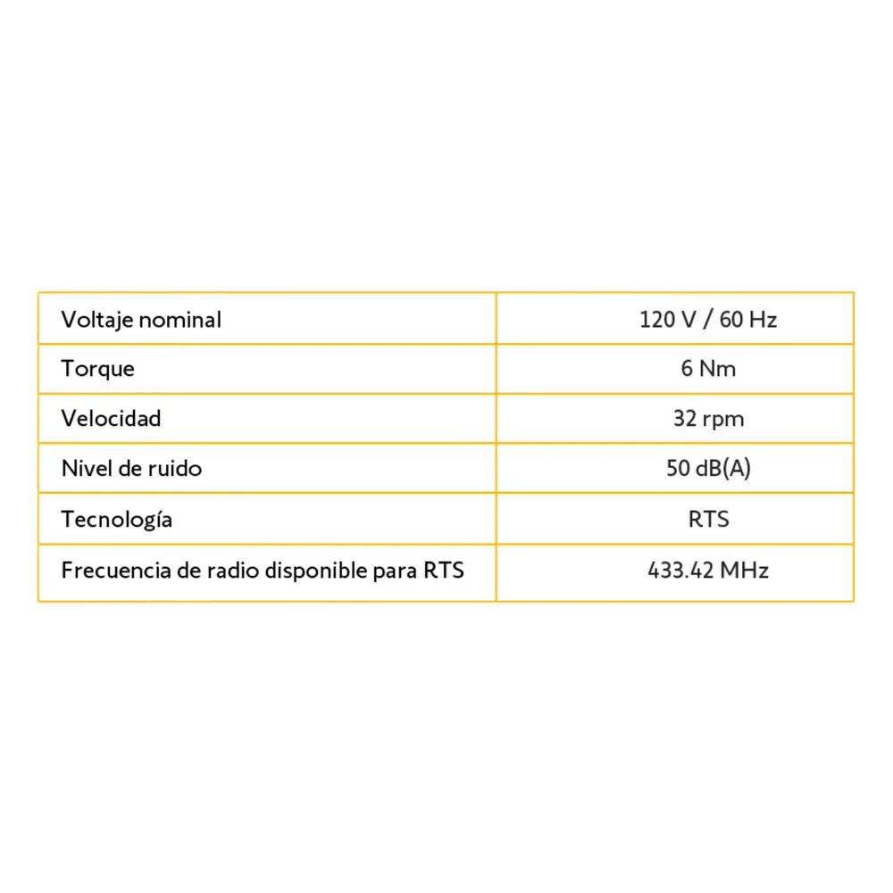 Kit de Motor RTS para Persiana de Eje de 50mm/ Max 3x4 mts/ Alimentación a 120 VCA – vista 6