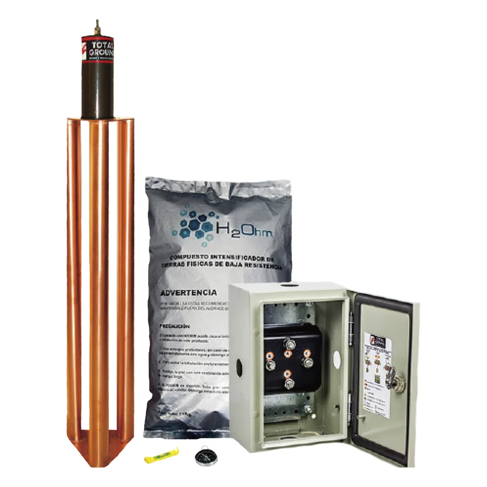 Kit de puesta a tierra de 100 Amperes con Electrodo, Filtro, Acoplador y Compuesto H2Ohm.