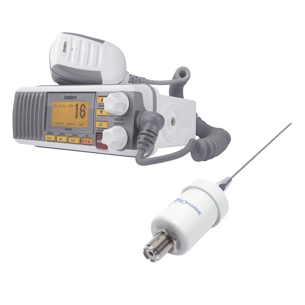 Kit de radio UM385 | mas antena marina de fibra de vidrio TX-1600-SYS