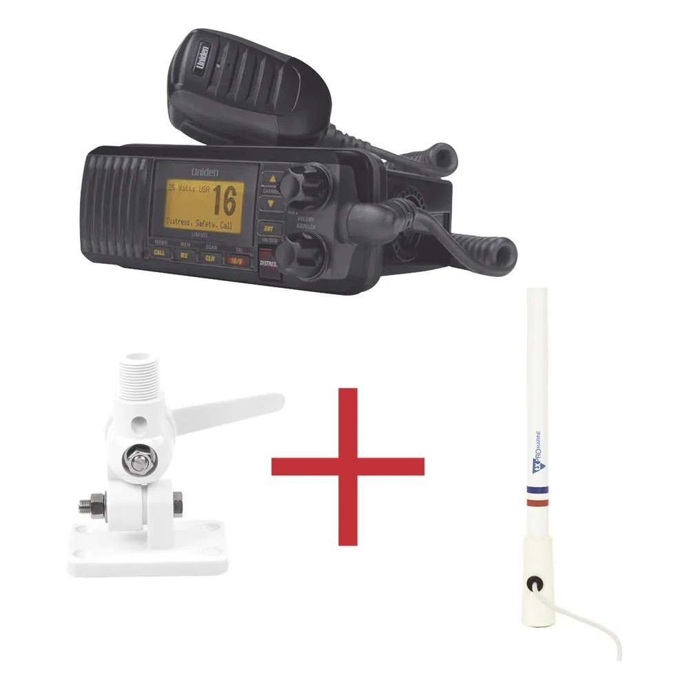 Kit de radio UM385BK | mas antena marina de fibra de vidrio TX-5206-SYS y soporte para antena 4186 – vista 2