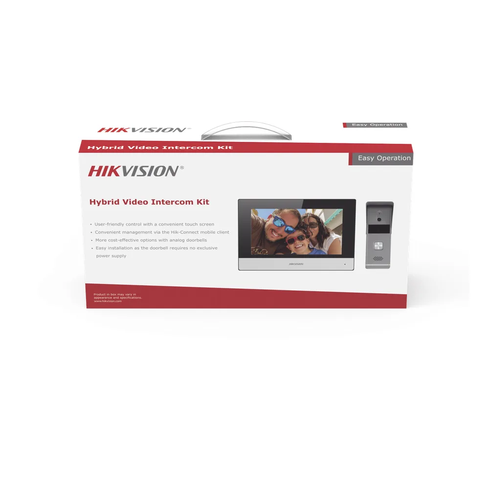 Kit de Videoportero Híbrido Analógico de Metal / IP a 4 Hilos con Función de Llamada a App Hik-Connect / Monitor se Conecta a Internet por Cable o WiFi y por 4 Hilos al Frente de Calle  IP65 / Expandible a Mas Equipos