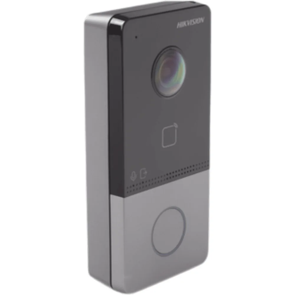 Kit de Videoportero IP + Switch PoE Estándar con llamada a App de Smartphone (HikConnect) / Apertura con tarjeta MIFARE / Frente de calle IP65 / Soporta 1 Departamento – vista 2