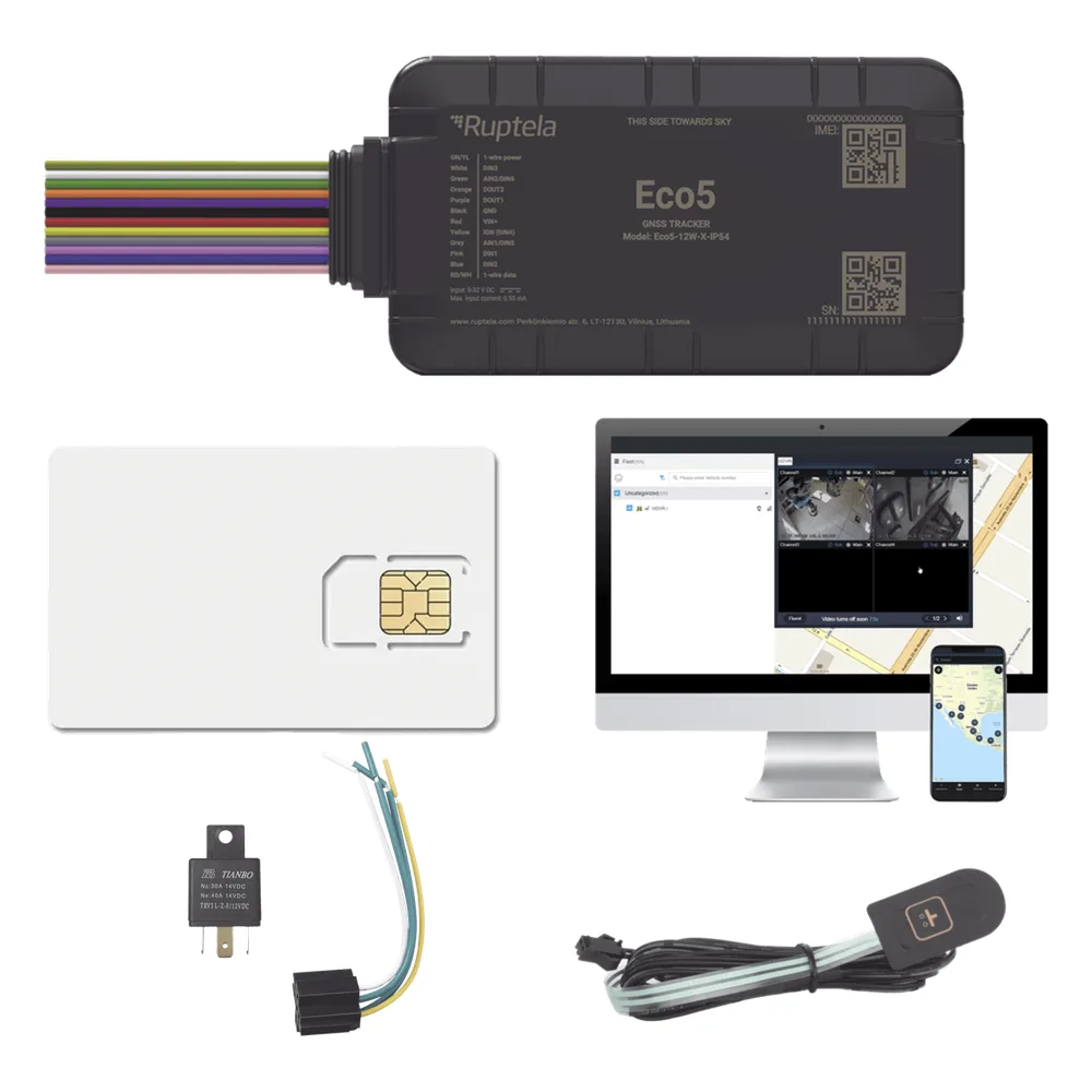 KIT Dispositivo de Rastreo Vehicular / Conectividad LTE Cat1 y LTE-M / BLE 5.0 / GNSS U-blox / Carcasa IP54 / Batería Interna de Respaldo / Detecta Interferencias / Incluye SIM500MB2Y, EPCOMGPSCODE, Relay y boton SOS