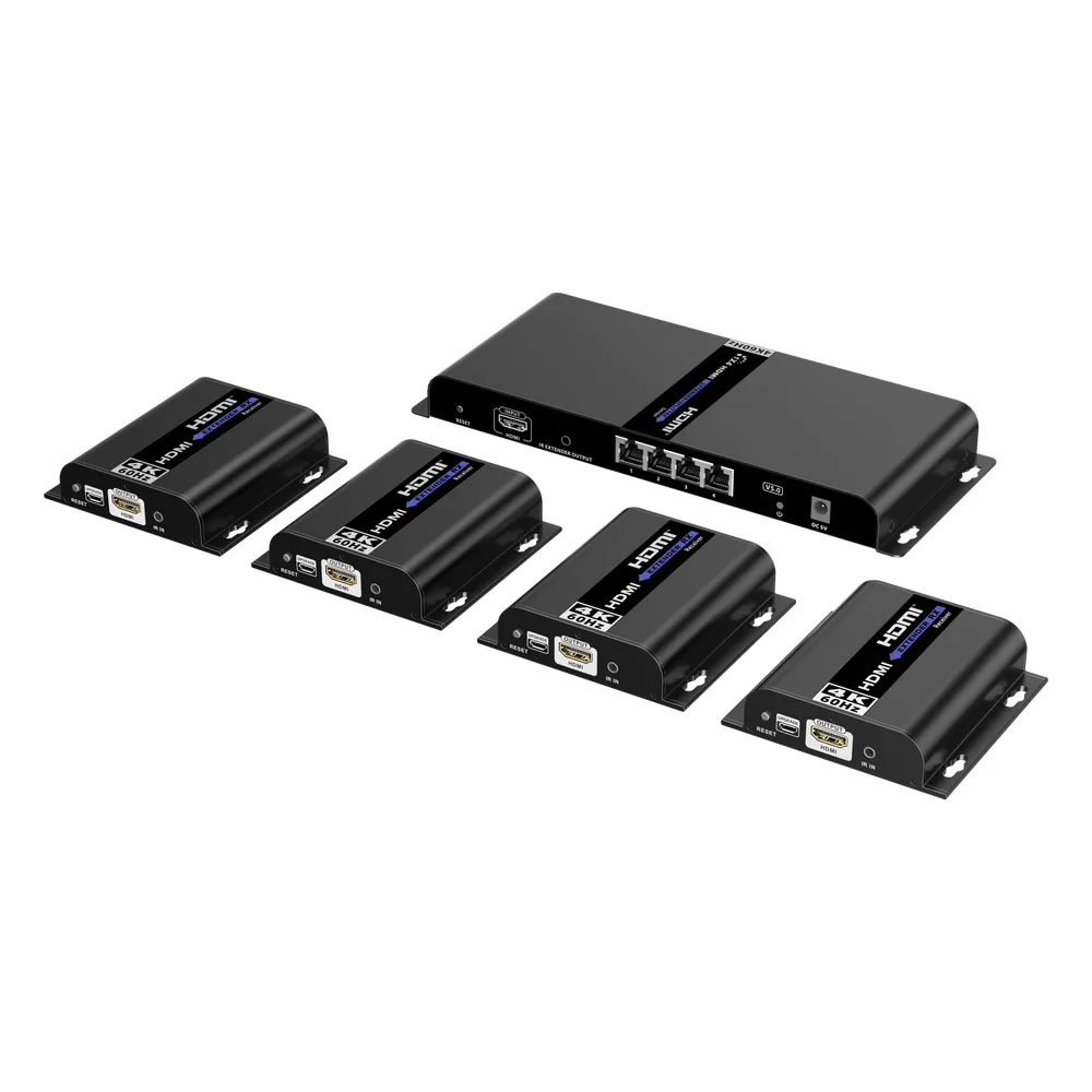 Kit Divisor y Extensor HDMI (Extender Splitter) | Divide 1 Fuente HDMI a 4 Pantallas | Extiende la señal HDMI hasta 120 m | Resolución 4Kx2K @ 60 Hz | Cat 6/6a | Uso 24/7 | Longitud del cable autoajustable – vista 9