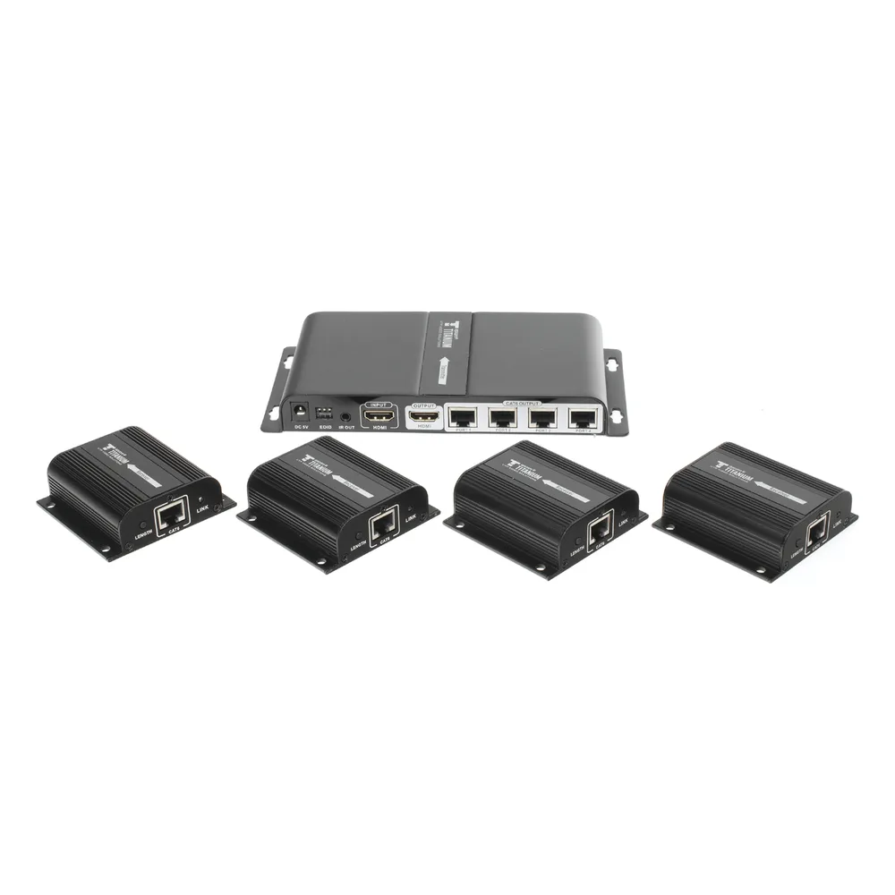 Kit Divisor y Extensor HDMI (Extender Splitter)  / Divide 1 Fuente HDMI a 4 Pantallas / Extiende la señal HDMI hasta 40 m / Resolución 1080P @ 60 Hz / Cat 6/6a/7 / Cero Latencia / Salida Loop en el Tx / IR / Alimente solo el Tx (PoC). – vista 3