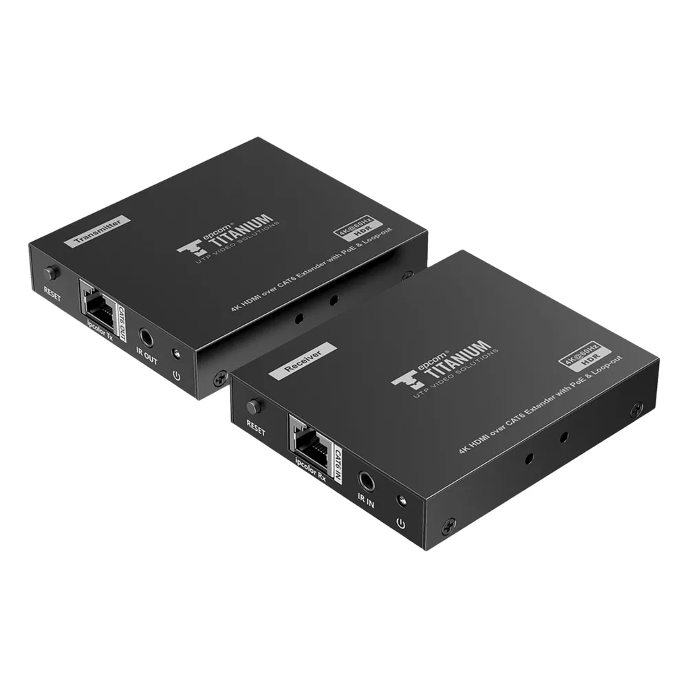 Kit Extensor HDMI para distancias de 70 metros / Resolución 4K x 2K@ 60 Hz/ Cat 6, 6a y 7 / IPCOLOR / CERO LATENCIA / SIN COMPRIMIR / Salida Loop / Control IR  / Salida de audio de 3.5mm / PoC