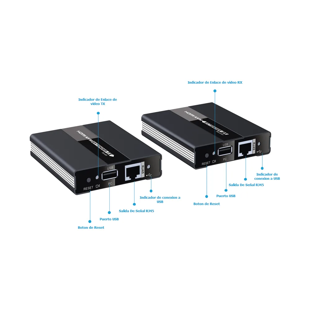Kit extensor KVM ( Teclado, video, Mouse ) HDMI 1080P @ 60 Hz, 60 metros con cable CAT5e/6 – vista 4