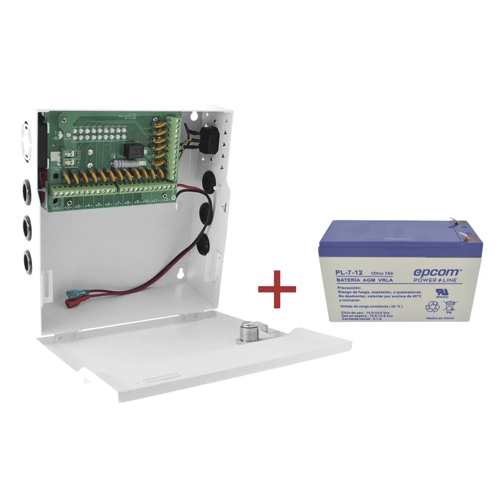 Kit / Fuente con 18 salidas / 20 Amperes totales / Ajuste de voltaje de 11-15 V / 20 A modelo PLK12DC20ABK / + Batería incluída LK712