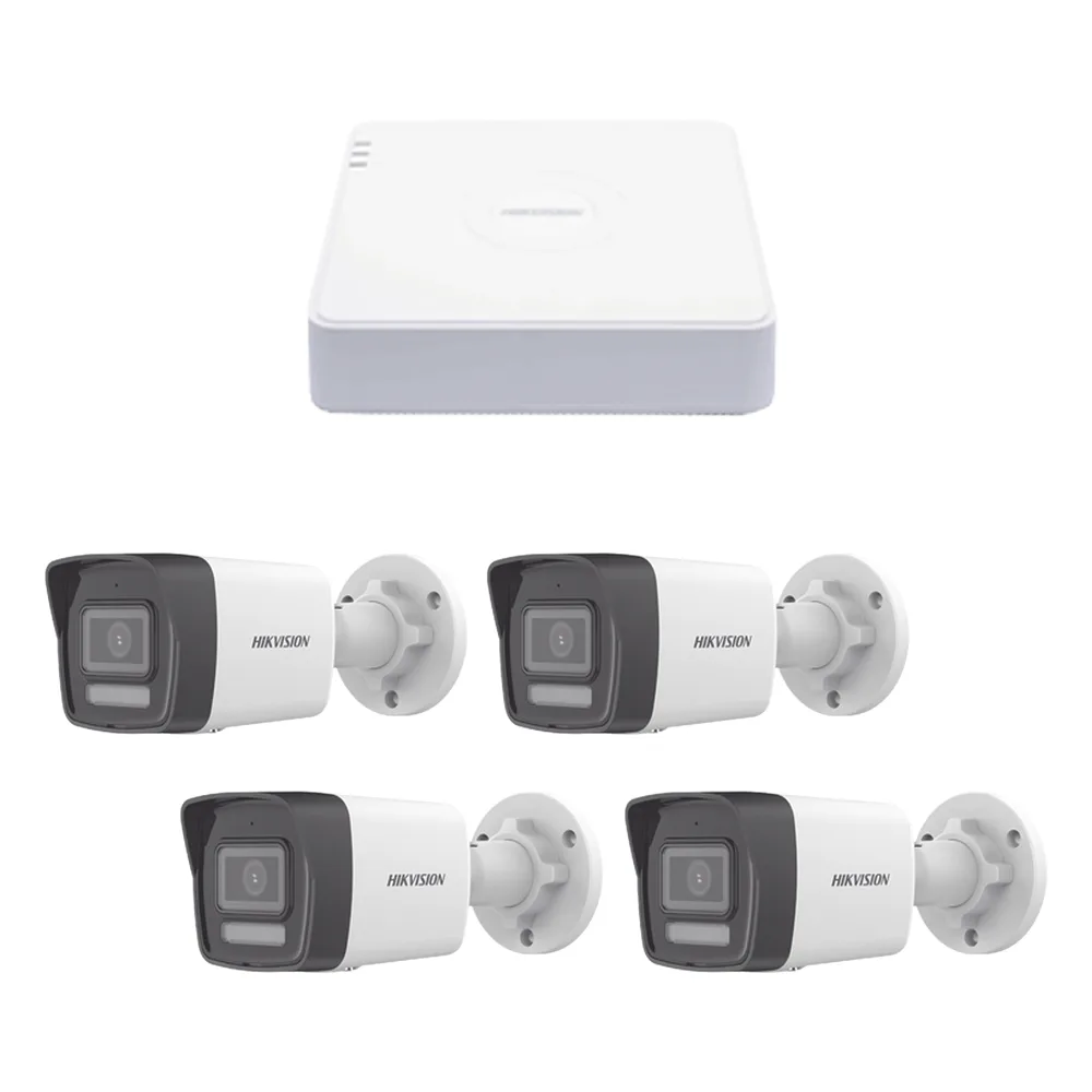 Kit IP 1080p (2 Megapixel) / NVR de 4 Canales con 4 Puertos PoE / 4 Cámaras IP Bala ColorVu Lite y Motion Detection 2.0 / Micrófono Integrado
