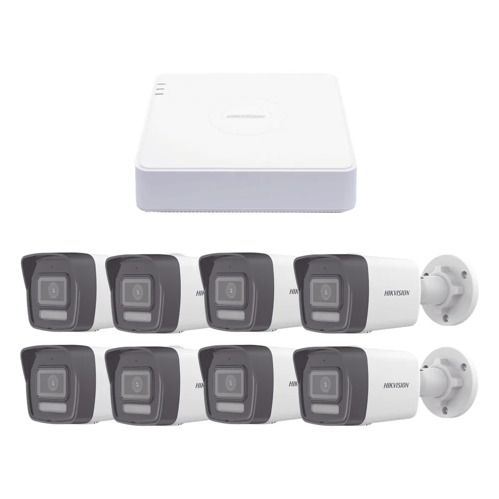 Kit IP 1080p (2 Megapixel) / NVR de 8 Canales con 8 Puertos PoE / 8 Cámaras IP Bala ColorVu Lite y Motion Detection 2.0 / Micrófono Integrado
