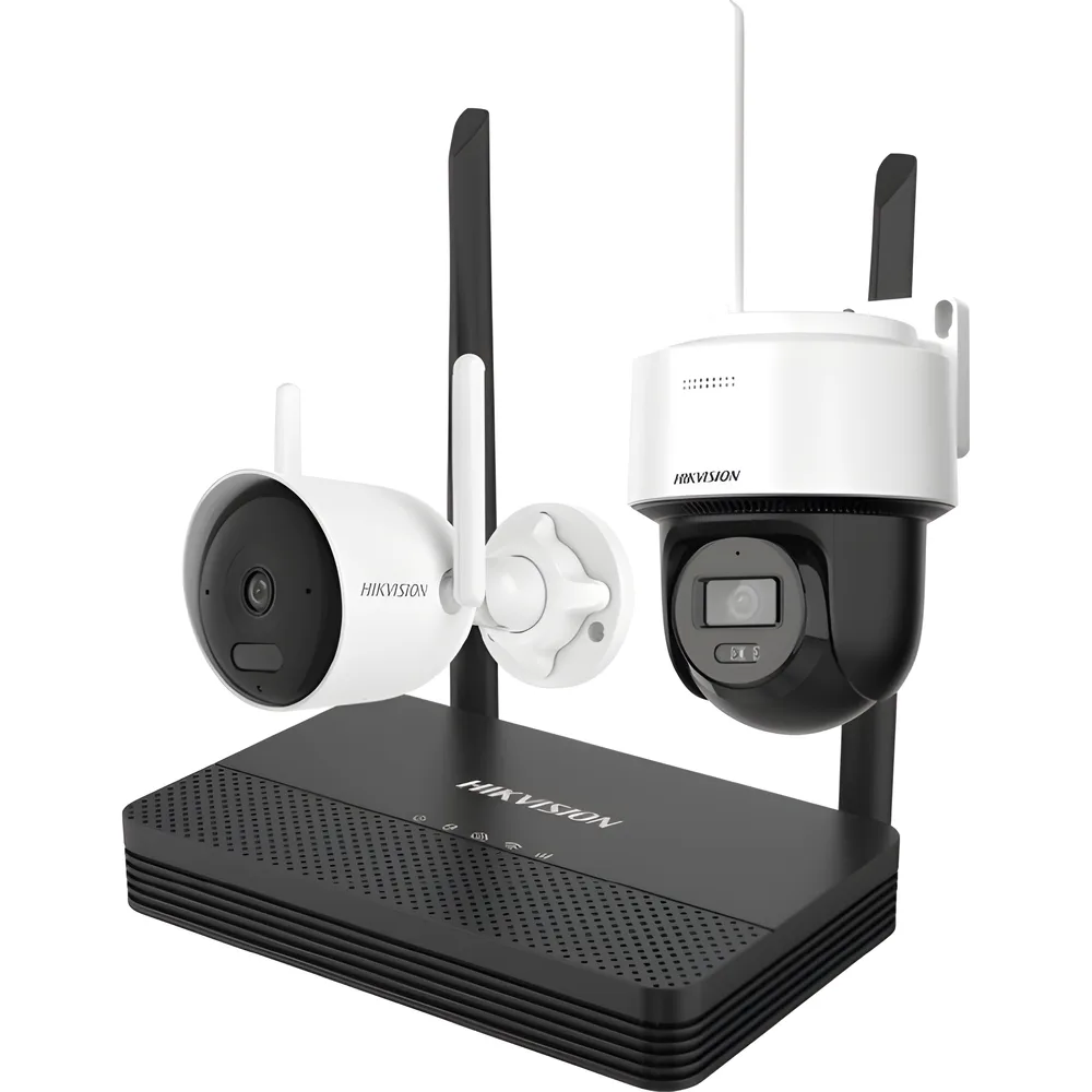 Kit IP Inalámbrico 2 Megapíxel / NVS 4 Canales / 1 Cámara Bala Exterior + 1 Cámara Turret Interior con Lente 2.8 mm y Dual Light / Audio Bidireccional (Micrófono y Bocina) / Soporta Micro SD de 512 GB – vista 2