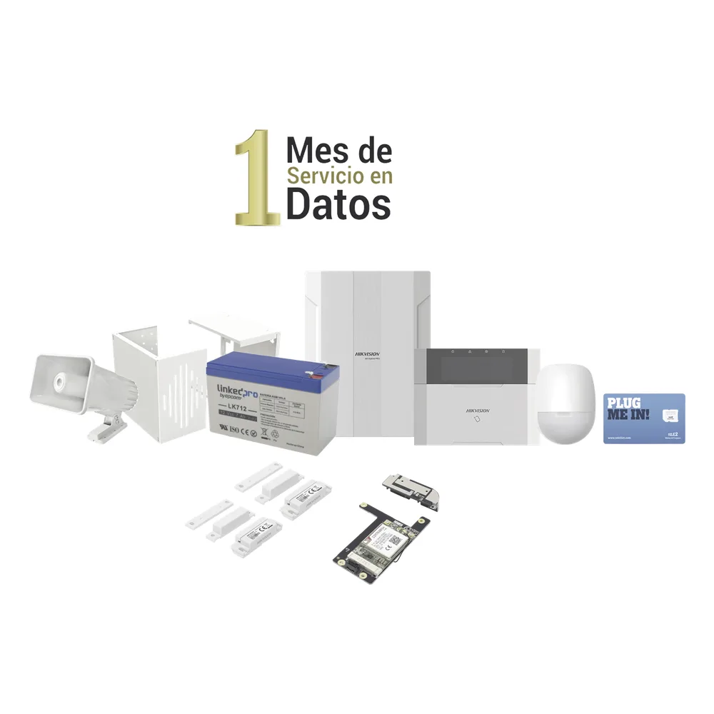 KIT Panel de Alarma HYBRID PRO / 1 Panel Híbrido / 1 Monitor LCD / 2 Contactos Magnéticos / 1 PIR / 1 Batería 12 vcc 7 Amp – vista 2
