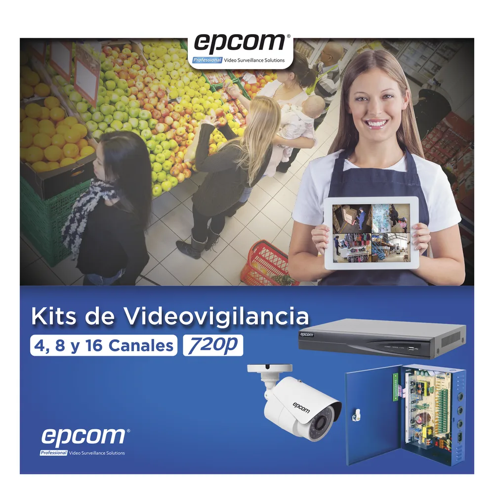 KIT TurboHD 1080p / DVR 8 Canales / 8 Cámaras Bala (exterior 2.8 mm) / Transceptores / Conectores / Fuente de Poder Profesional hasta 15 Vcc para Larga Distancias – vista 2