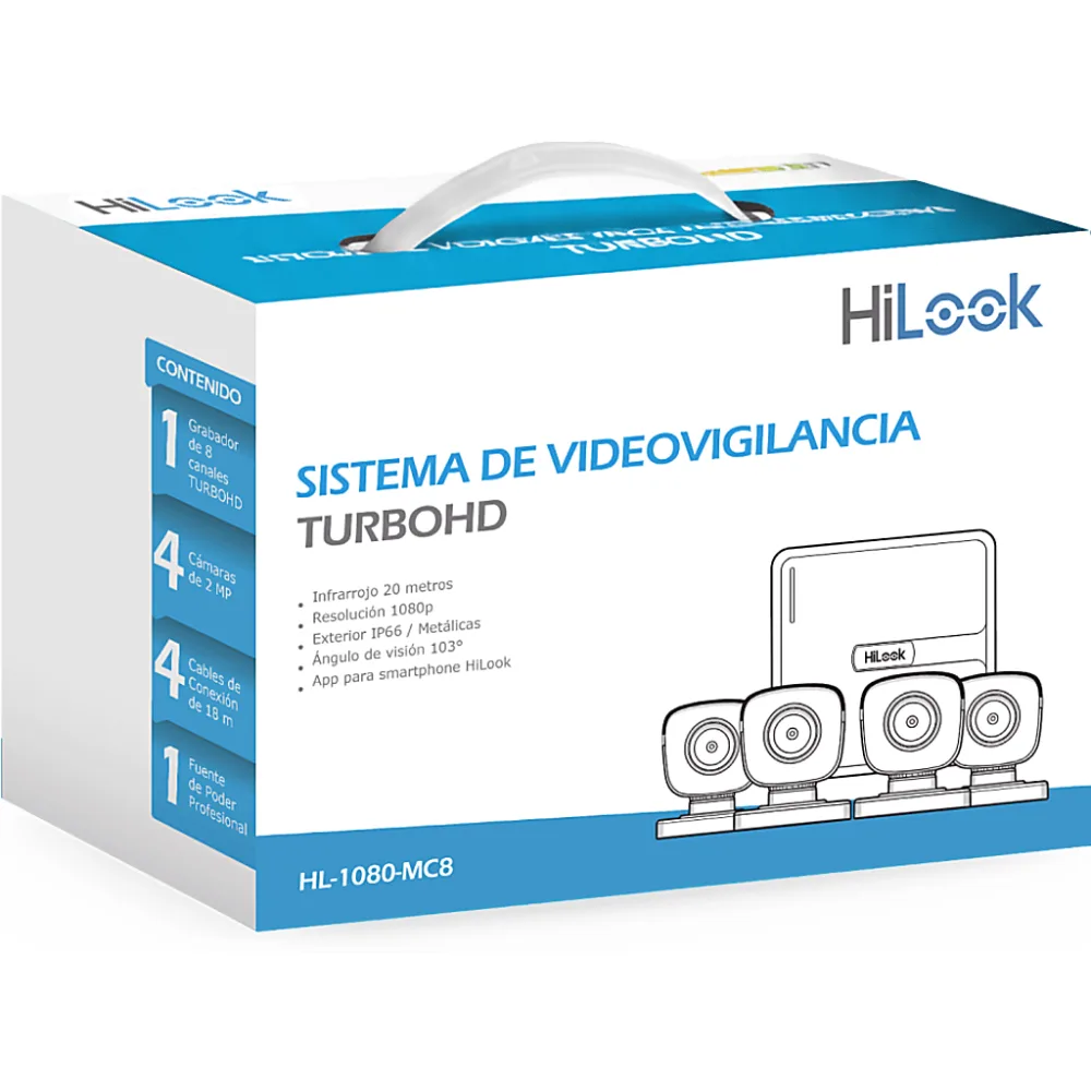 KIT TurboHD 1080p / DVR 8 canales con H.265+ / 4 Cámaras Bala Metálicas / Fuente de Poder / Accesorios de Instalación – vista 2