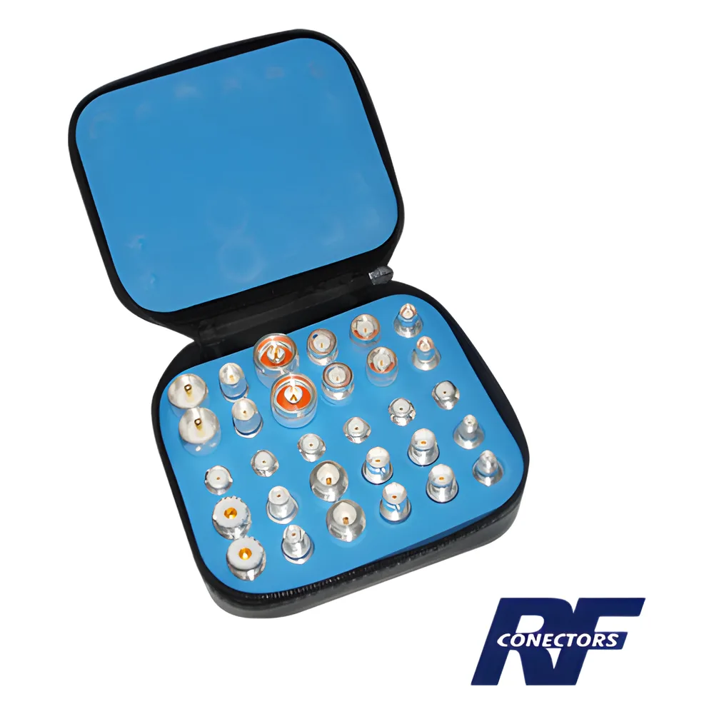 Kit Universal de Adaptadores UNIDAPT de 30 piezas con baño de Plata, en estuche, esponja y ziper.​