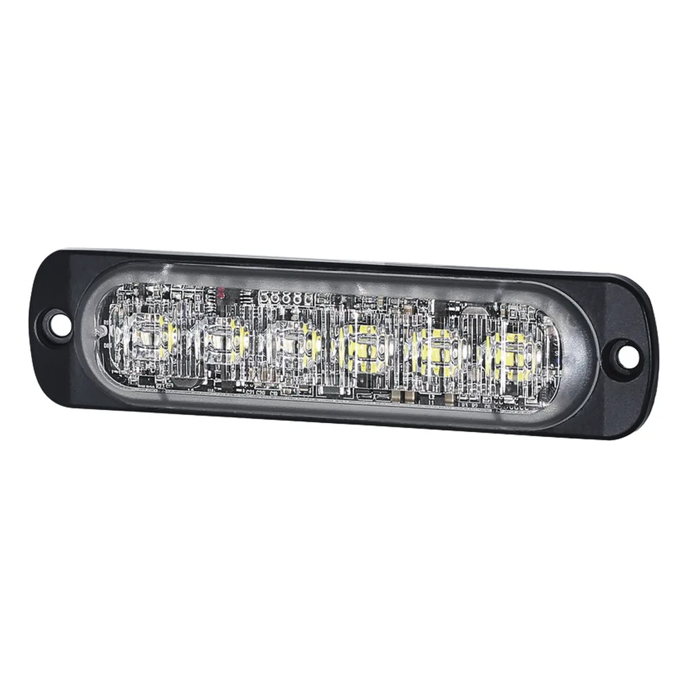 Luz Auxiliar de 12 LED, Rojo/Claro, Lente Transparente, SAE