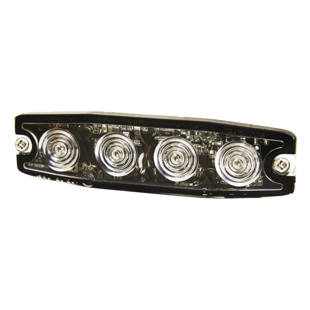 Luz Auxiliar de 4 LED, Ambar, Lente Transparente, SAE