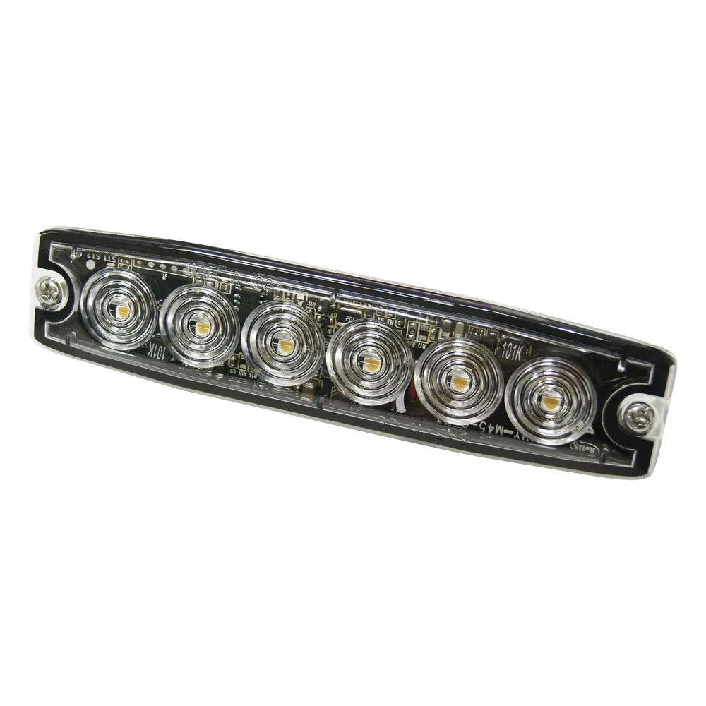 Luz Auxiliar de 6 LED, Ambar, lente Transparente, SAE