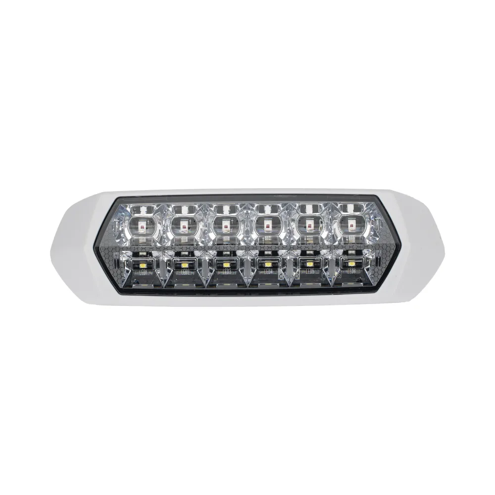 Luz de Advertencia de 12 LED, Top Rojo 6 LED , Bottom Blanco 6 LED, Lente Transparente, SAE