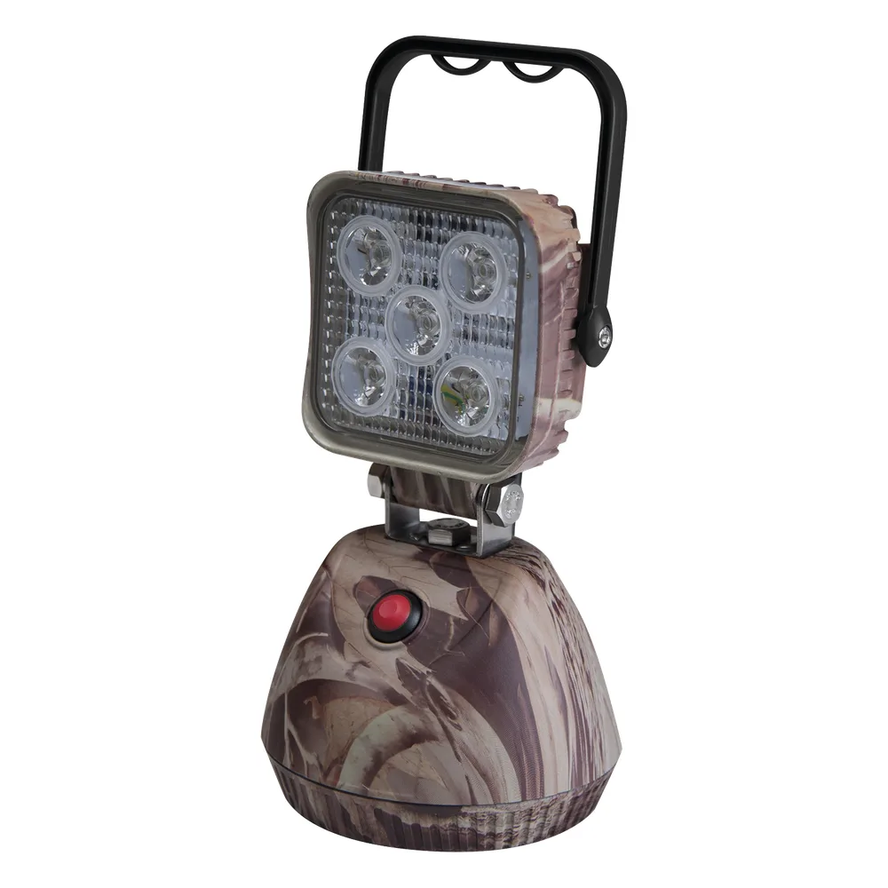 Luz de Trabajo Recargable de 5 LED, 650 Lumenes, Color Beige Camuflaje, Base Magnetica