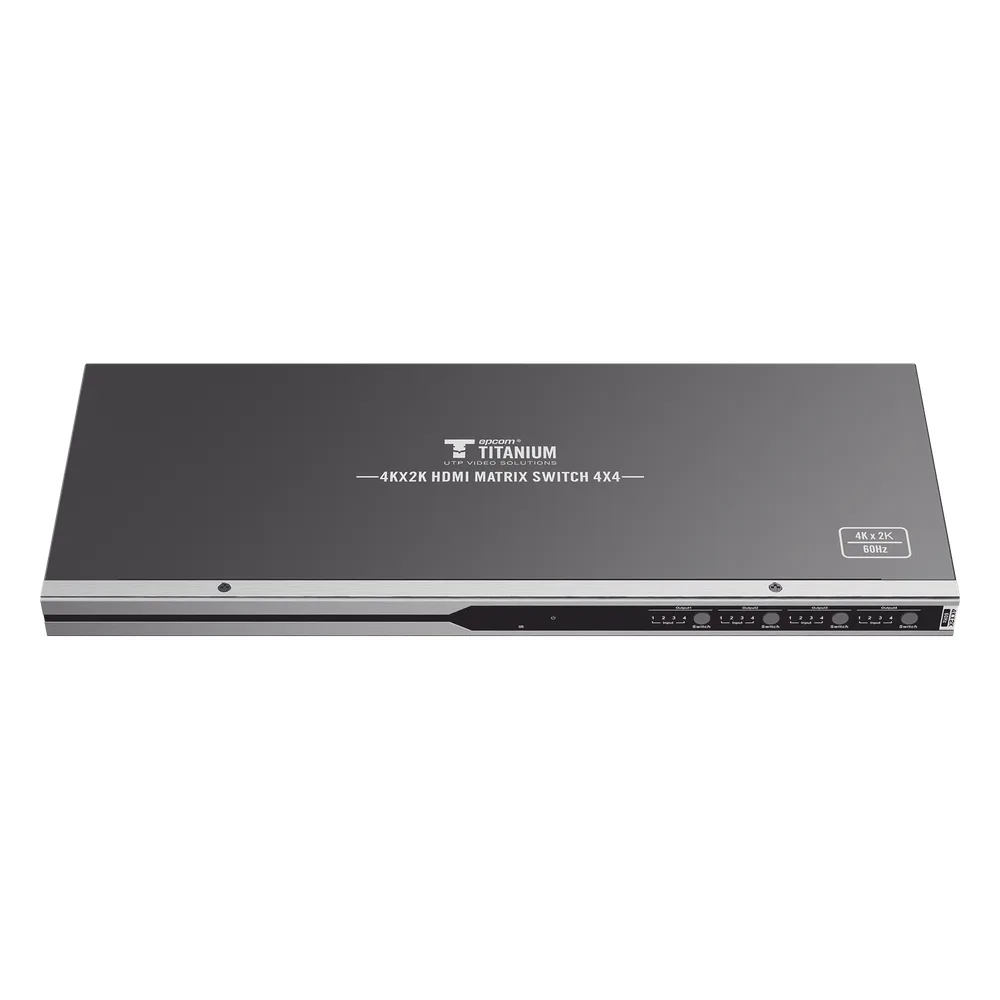 MATRICIAL 4 x 4 / 4 Entradas y 4 Salidas en HDMI / 4K × 2K @ 60Hz / 18Gbps / HDMI 2.0 / HDCP 2.2 / 3D / Conmutación por Botón, RS232 o Control Remoto / IDEAL PARA CENTROS DE MONITOREO, COMPARACION Y ANALISIS.
