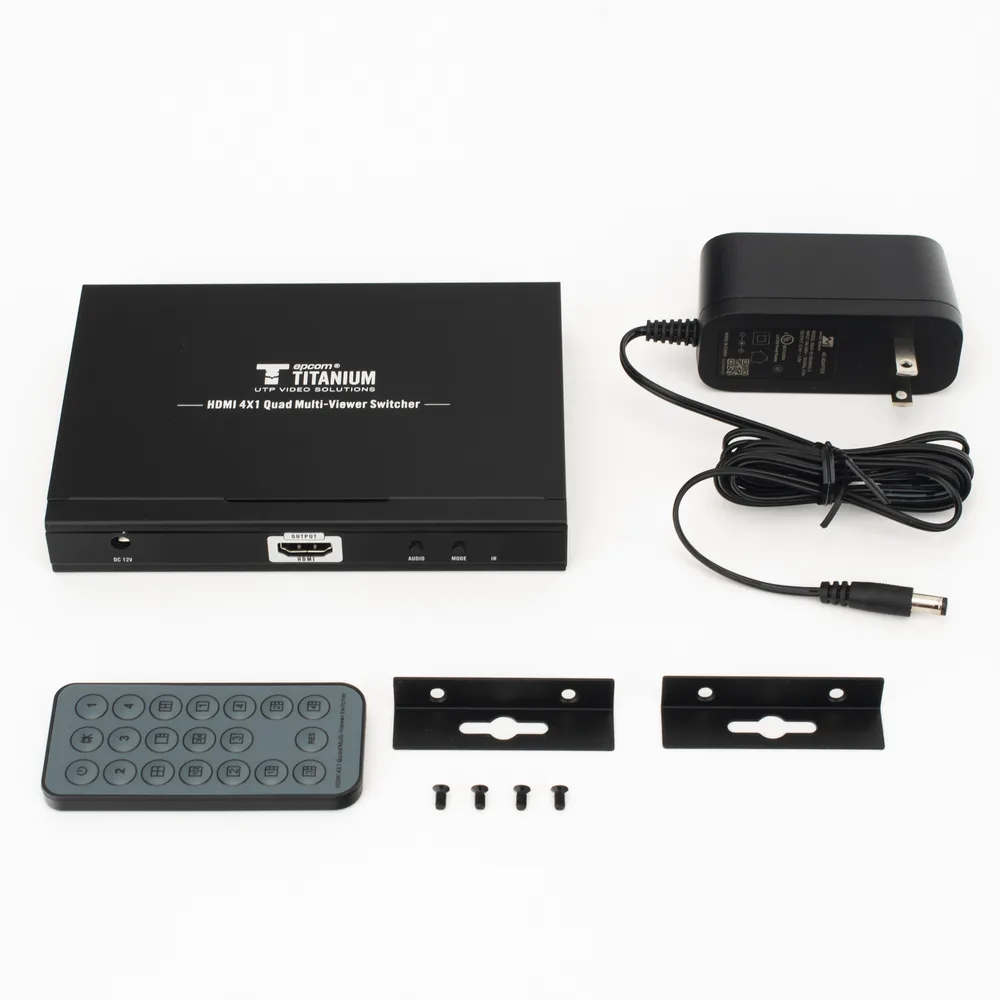 MATRICIAL DE VIDEO HDMI 4X1 (Divisor) | 4 Entradas a 1 Salida HDMI | 1080p @ 60Hz | Diferentes modos de Display | Pantalla completa, Modo Dual, Modo Quad | Conmutación por Botón o Control Remoto | Botón de Control de audio – vista 9