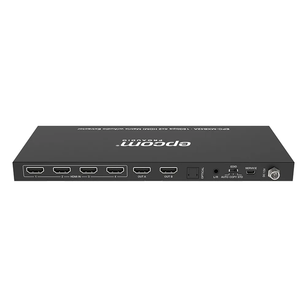 Matricial HDMI | 4x2 | 4K2K@60Hz | HDR | YCbCr 4:4:4 | EDID Auto | Extractor de Audio | Salida de audio análoga y digitalizados | HDCP 2.2 | 18 Gbps – vista 3