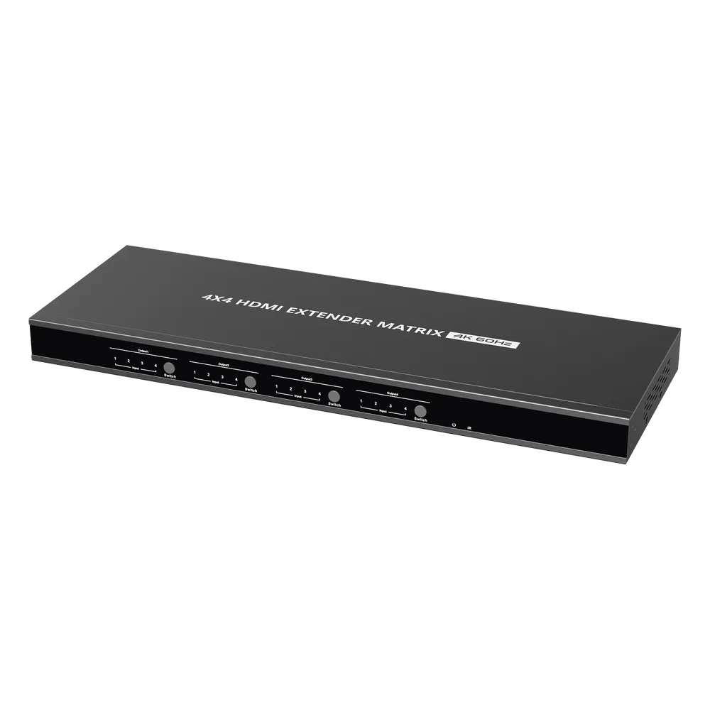 MATRICIAL Y EXTENSOR DE VIDEO HDMI 4 x 4 / 4 Entradas HDMI / 4 Salidas HDMI Loop / 4 Salidas RJ45 para Extender la señal 70 metros por salida  /4K / Conmutación por RS232, Control Remoto o Ethernet. – vista 4