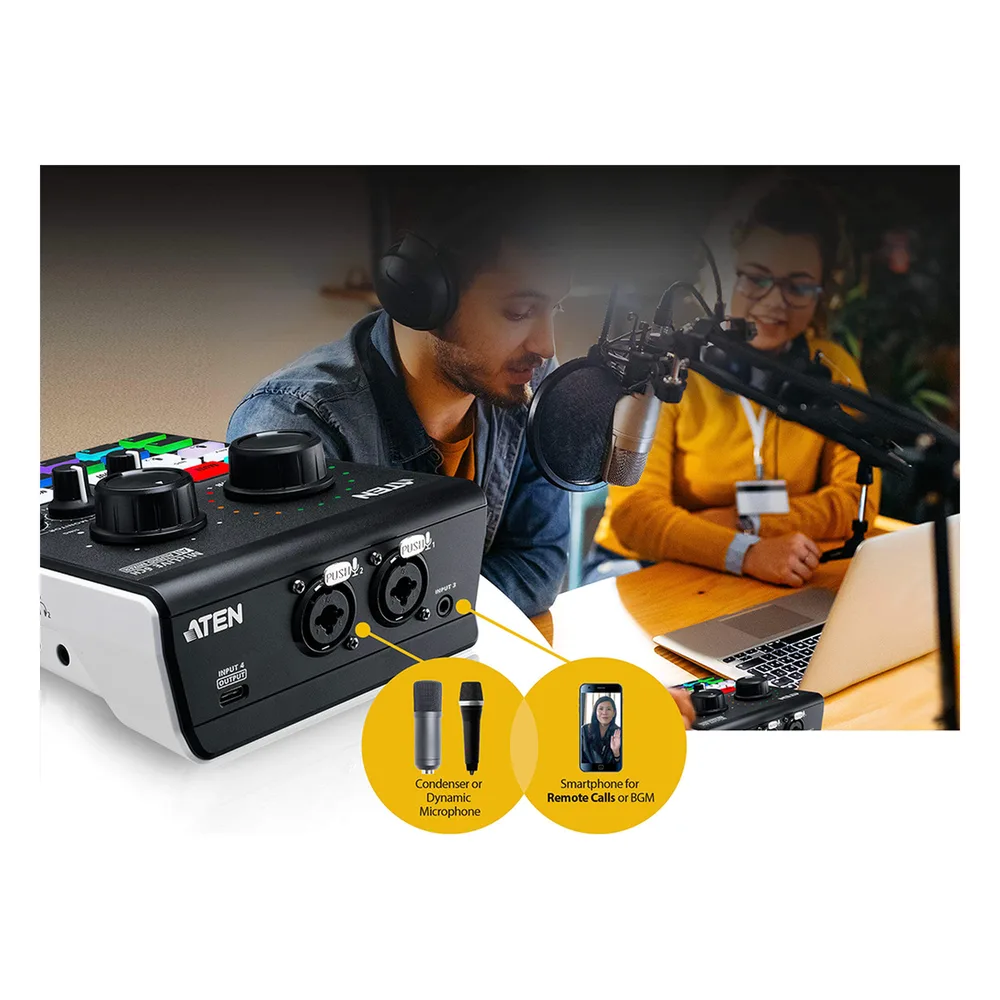 Mezclador de audio para pódcast con IA | MicLIVE™ de 6 canales – vista 5