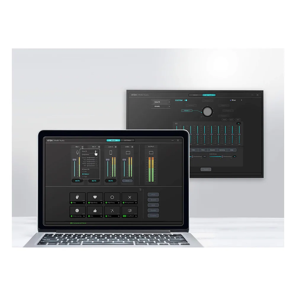 Mezclador de audio para pódcast con IA | MicLIVE™ de 6 canales – vista 8