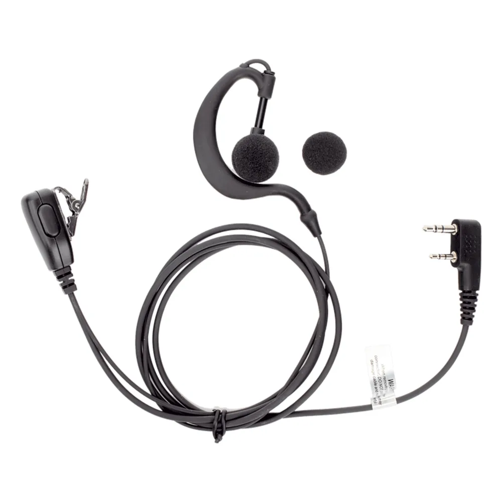Micrófono - audífono de gancho ajustable al oído con conector de dos pines para KENWOOD Y TXPRO