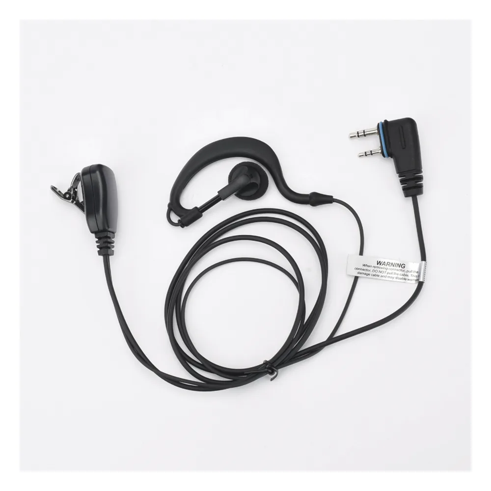 Micrófono-Audífono de Gancho Ajustable / Conector 2 Pines / PTT de Solapa / Kevlar / Compatible ICOM