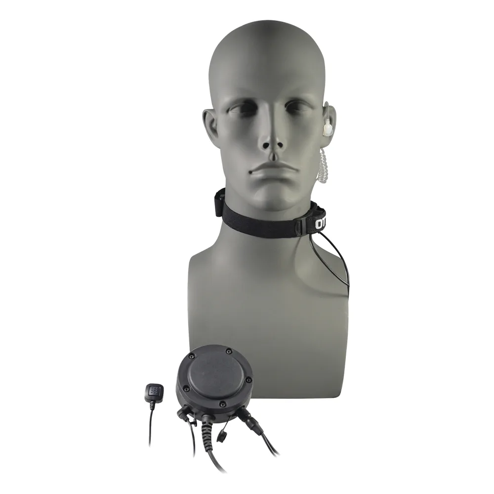 Micrófono de garganta de correa ajustable con tubo acústico transparente, con PTT grande con entrada para PTT de anillo para radios Motorola GP300/ DEP450 Y HYTERA SERIES TC500/600/700, PD506