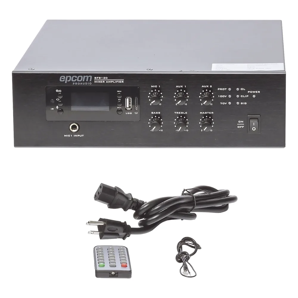 Mini Amplificador de Audio Mezclador | 120W RMS | Sistema 70/100V | MP3 | Tuner | Bluetooth | Musica ambiental y Voceo – vista 4