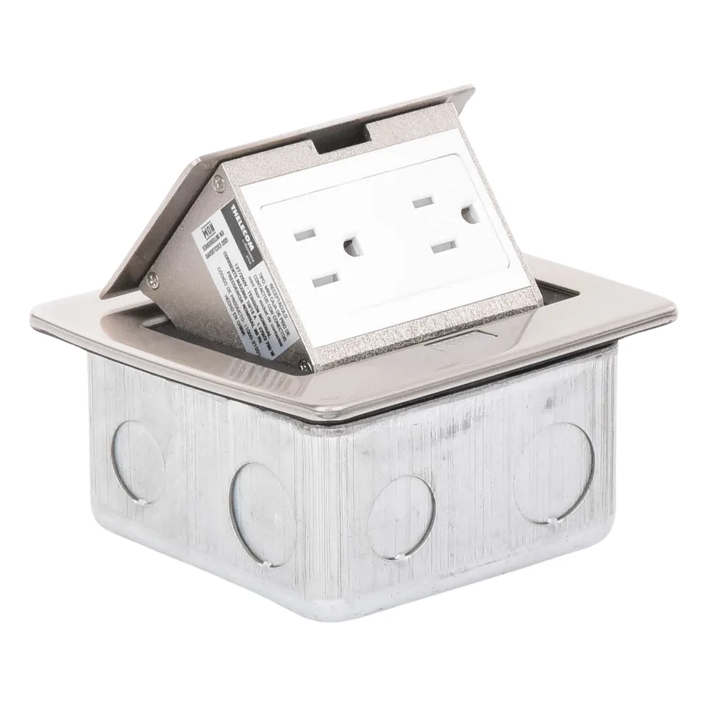 Mini Caja de Piso Rectangular en Acero Inoxidable con 2 Contactos Eléctricos (11000-21201) – vista 5