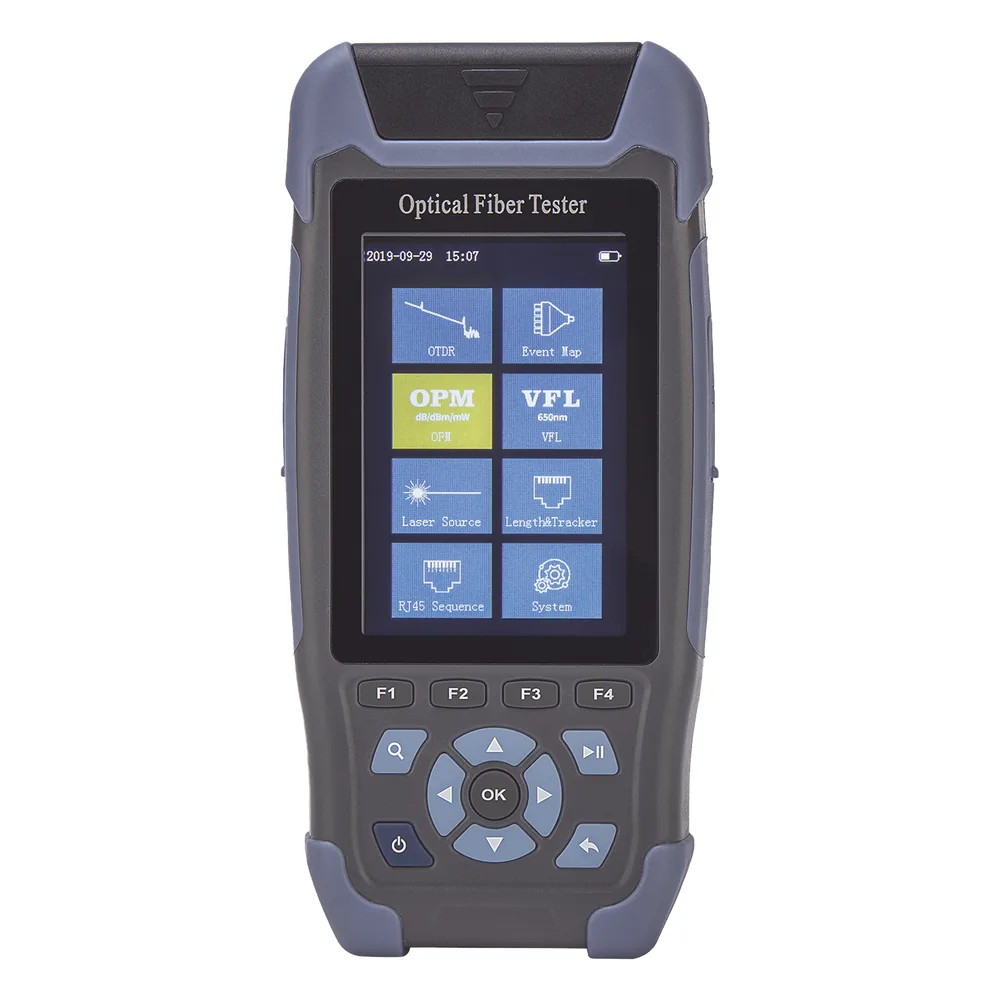Mini OTDR para Fibra Óptica Monomodo / Longitud de Onda 1310nm y 1550nm / Función VFL 10mW / Función OPM / Mapeo de Cables de Red RJ45 / Recargable / Distancia de Prueba hasta 64 Kilómetros (39.77 Millas)