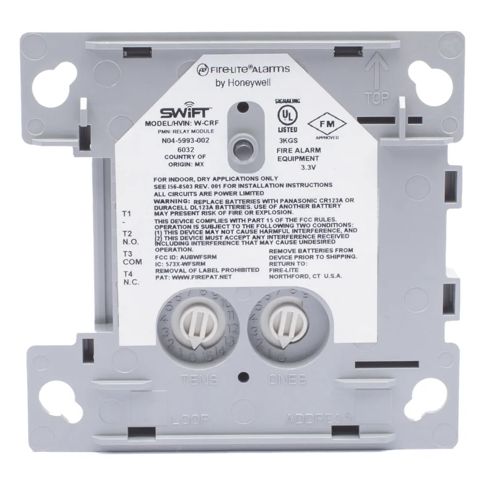 Módulo de relé inalámbrico direccionable con 2 contactos Forma C, red de malla SWIFT, para paneles Fire-Lite