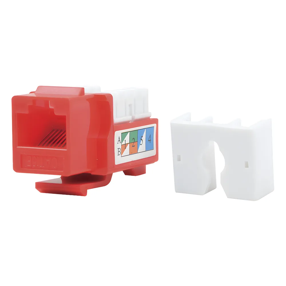 Módulo Jack Keystone Cat5e con Terminación 110 (Punchdown) para Faceplate - Color Rojo