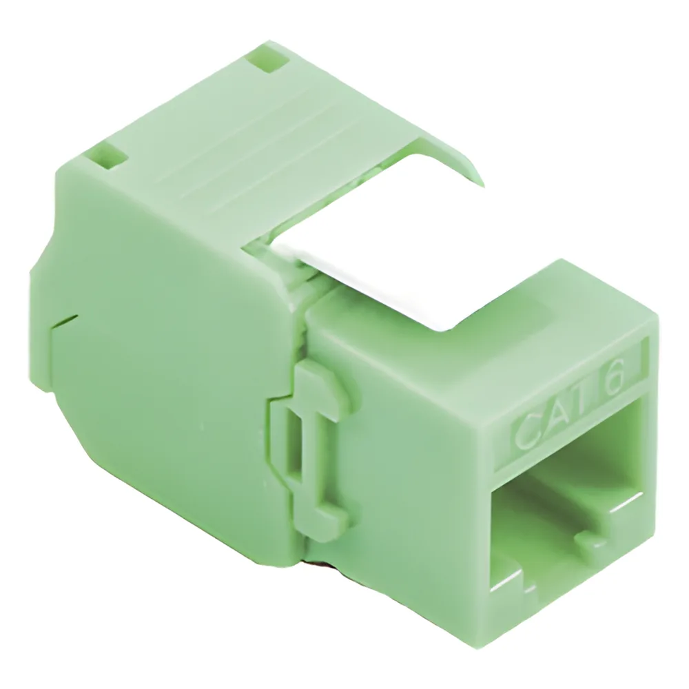 Módulo Jack Keystone Cat5e (Toolless), con Terminación en Ángulo 180 - Color Verde, Compatible con Faceplate y Patchpanel Linkedpro