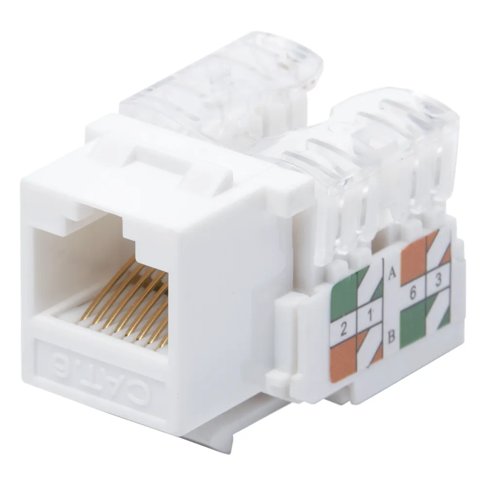 Módulo Jack Keystone Cat6 con Terminación 110 (Punchdown) para Faceplate - Color Blanco